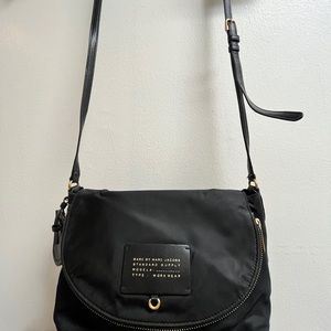 Black leather/nylon combo Purse